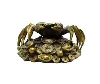 

China Fengshui Brass Yuanbao Money Crab Crabs Statue