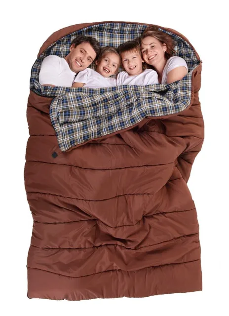 Cheap Multipersons outdoor sleeping bag adult integrated  double/ three person sleeping bag family camping trip cotton sleeping bag
