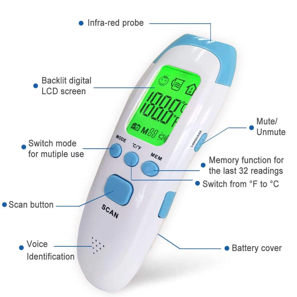MHKBD FDA Инфракрасный цифровой термометр Многофункциональный точный мгновенное чтение лоб термометр с 3 режимами тела объект комната