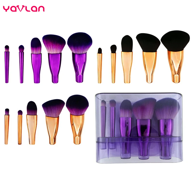 

Yavlan 5pcs Makeup Brushes Powder Foundation Eye Shadow Eyebrow Blusher Aluminium Handle Cosmetic Beauty Makeup Brush Set