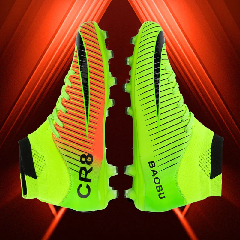 

2019 High Cleats Football Shoes for Men Soccer Original with Socks Professional Football Boot FOOTBALL WITH ANKLE BOOTS