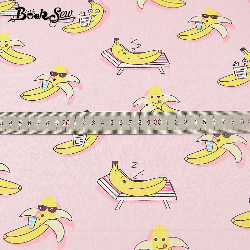 Тканевый измеритель ткани Booksew 100% хлопок дизайн банана розовый саржевый стеганый