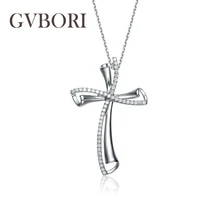 GVBORI Классический 18 К белый золото натуральный бриллиант счастливый крест кулон для женщин Свадебные ювелирные изделия