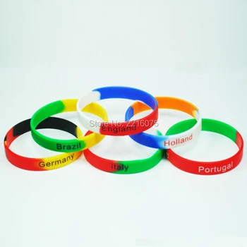 

300pcs Flag World Cup Germany Brazil England Holland Italy Portugal wristband silicone bracelets free shipping by DHL express