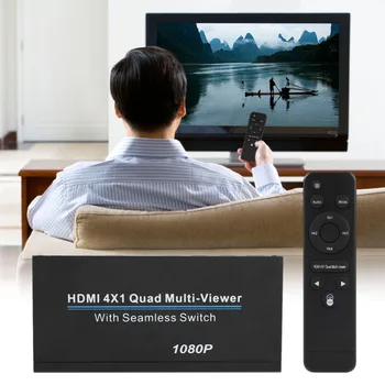 

1080P HDMI 4x1 Quad Multi-viewer Segmentation Converter Screen Splitter Compliant With HDMI 1.3a HDCP 1.2 With IR Remote Control