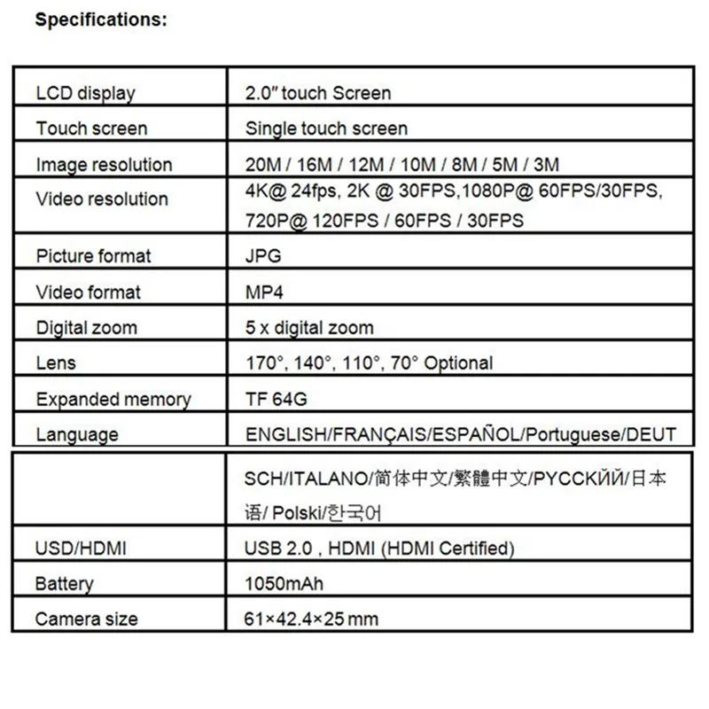 DHL 10 шт./партия F100B экшн-камера 4 K Ultra HD 2,4G Wifi мини-камера 2,0 сенсорный экран 1080 P Cam видео открытый шлем Camara