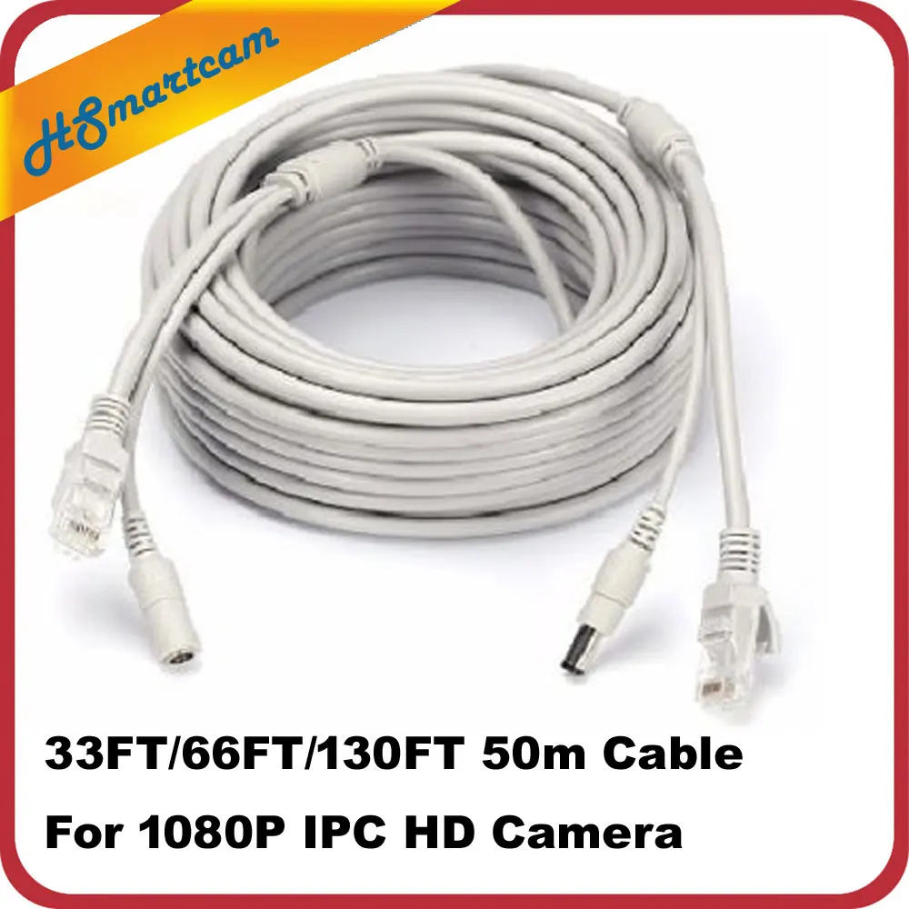 

10M/33ft 20m/66ft CCTV Network Cable RJ45 Cable with 12V DC Power 2.1x5.5mm CAT5/5e Cameras Ethernet Cable For CCTV IP Camera