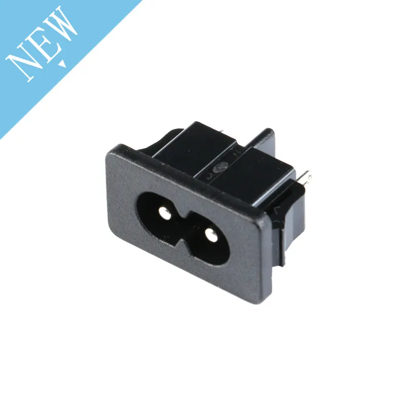 

5Pcs AC250V 2.5A IEC320 C8 Male 2 Pins Black Power Inlet Socket Panel Embedded