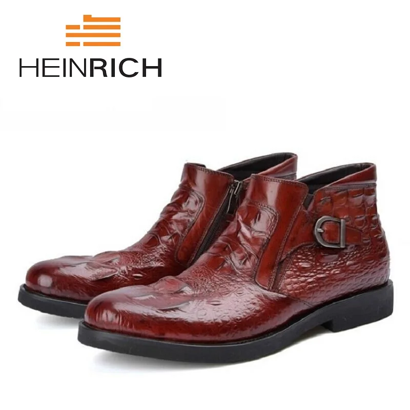 Botas Padrão Ao Homens Tornozelo Black Livre Inverno Couro Moda Masculina Saco De Heinrich Crocodilo Vinho 2018 vermelho Dos Ar Sapatos Chuteira Chelsea PgwYnAxqt