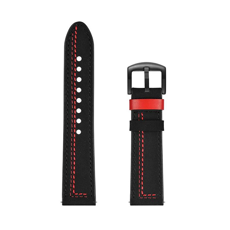 Leather Wrist Band For Huami Amazfit GTR 47mm 42mm/GTS/Pace Stratos 3 2/Bip Smartwatch Strap Bracelet Watchbands Black buckle - Цвет ремешка: Черный