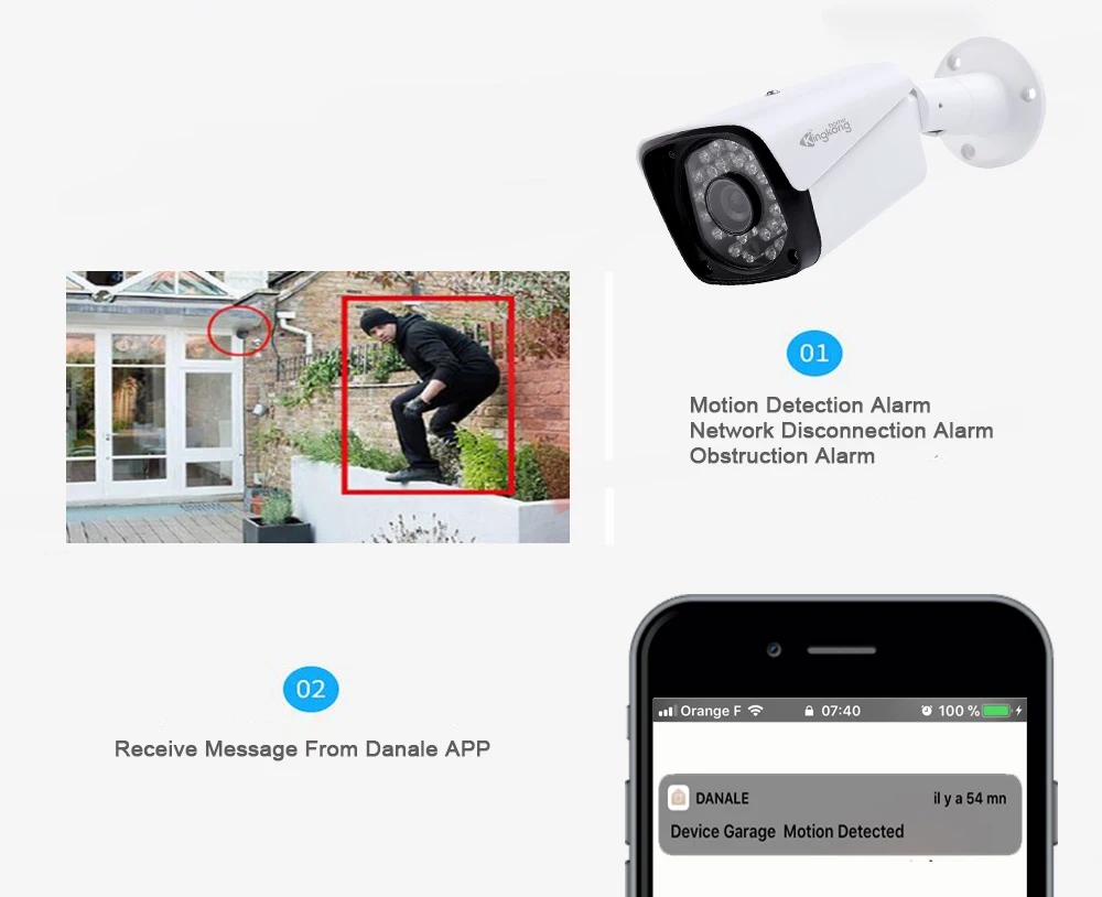 Kingkonghome H.265 2MP IP Camera POE 1080P Surveillance CCTV Camera ONVIF Night Vision Waterproof Bullet Outdoor IP Cam