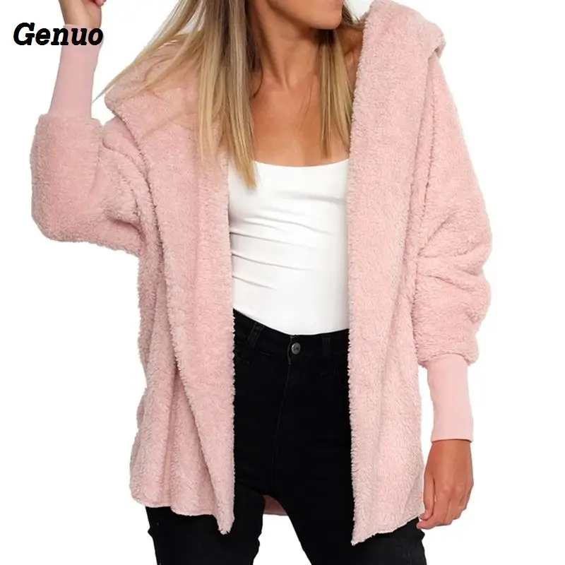 Women Hooded Sweater Coat Genuo Fur Cardigans Long Sleeve Oversize Tops Winter Casual Loose Coverup Autumn Coat Plus Size Women Hooded Sweater Coat Genuo Fur Cardigans Long Sleeve Oversize Tops Winter Casual Loose Coverup Autumn Coat Plus Size
