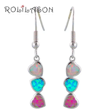

Party gift Wholesale & Retail Color Fire Opal Silver Stamped Dangle Earrings Fashion Opal Jewelry OE292
