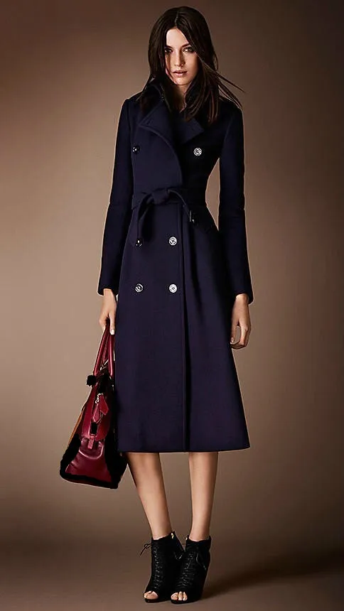 Manteau femme UK Весна Осень Модное шерстяное простое тонкое длинное пальто Макси зимняя женская верхняя одежда темно-синий abrigos mujer