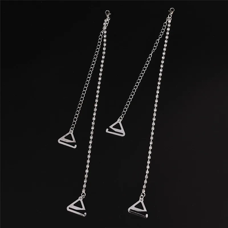 2Pcs/pair Bra Straps 2 Rows Crystal Prom Diamante Rhinestone