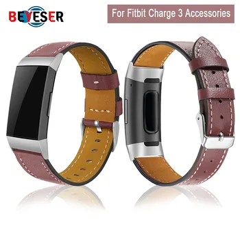 

Stainless Frame Leather Smart Watch band for Fitbit Charge3 Replacement Wristband Strap for Fitbit Charge3 Band Smart Accessorie