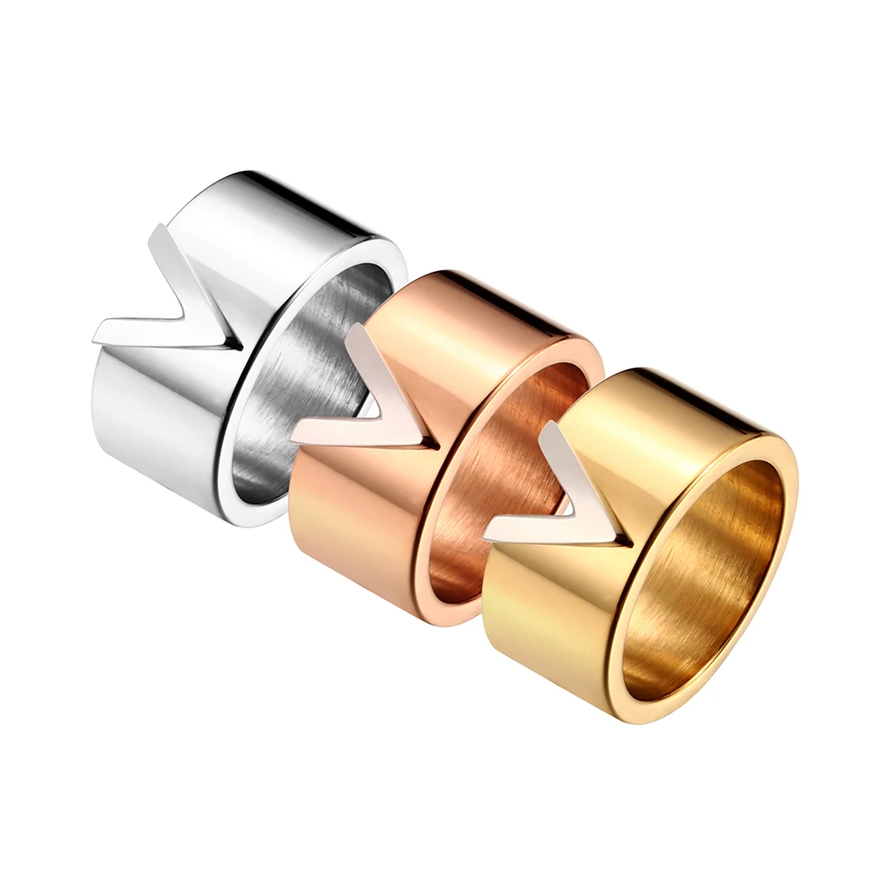 MSX кольцо с покрытием из розового золота для женщин, v-образная форма, нержавеющая сталь, полированное женское кольцо 10 мм, ширина, обручальные кольца, роскошные ювелирные изделия, подарок