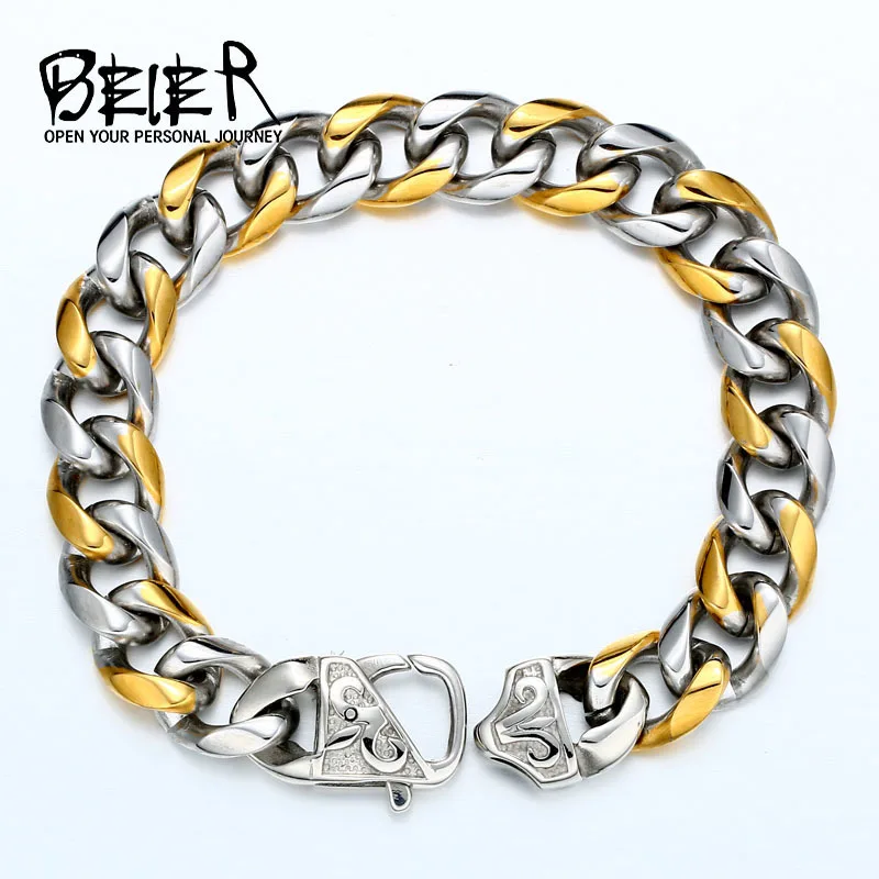 

Beier 2018 good detail Hot Curb Cuban Snail Bracelet Stainless Steel For Mens Womens Jewelry Gift Dropshipping BC2004