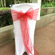 100 штук красного цвета органза бант для стула банкета Свадебная вечеринка украшения