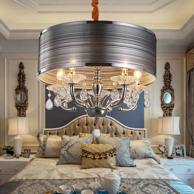 Crystal Simple bedroom lamp dining room study lamp LED lamps round cloakroom cloth creative