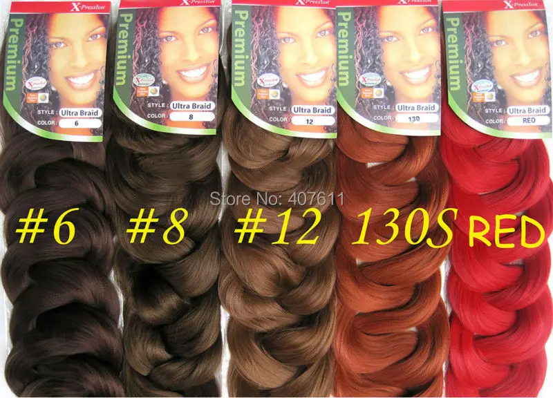 Xpression braid hair extension color6 BRAID ultra braid color 8 afro super jumbo braid 20colors available 3packs/lot