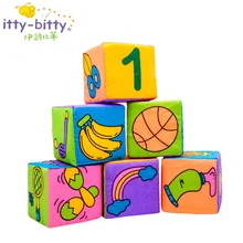 Blocks Toys 6pcs 7*7*7 cm Plush Soft Stuffed Blocks Educational Toys Montessori Pedagogical Toy 0-12 Months Birthday Gift