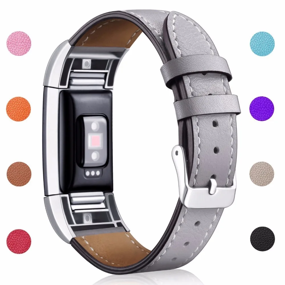 

Replacement Fitbit Charge 2 Bands Leather Straps Band Interchangeable Smart Fitness Watch Band With Stainless Frame for Charge 2