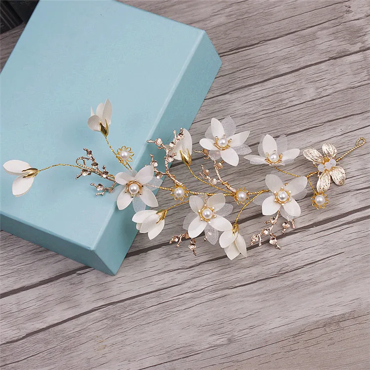 Женский Белый цветок жемчужное украшение ободок свадебные аксессуары для волос Тиара свадебный головной убор