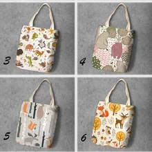 Милые Мультяшные животные, студенческие печатные холщовые сумки для покупок, большая вместительность, настраиваемая Сумка-тоут, модные женские повседневные сумки на плечо