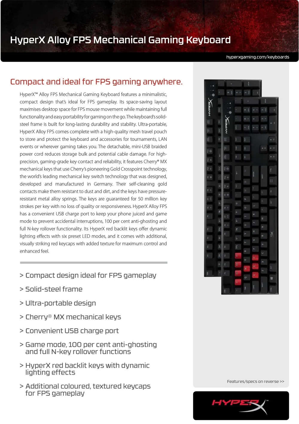 Kingston HyperX Alloy FPS Mechanical Keyboard with USB Port  Solid Steel Frame Cherry MX Ergonomics Gaming Keyboards  (13)