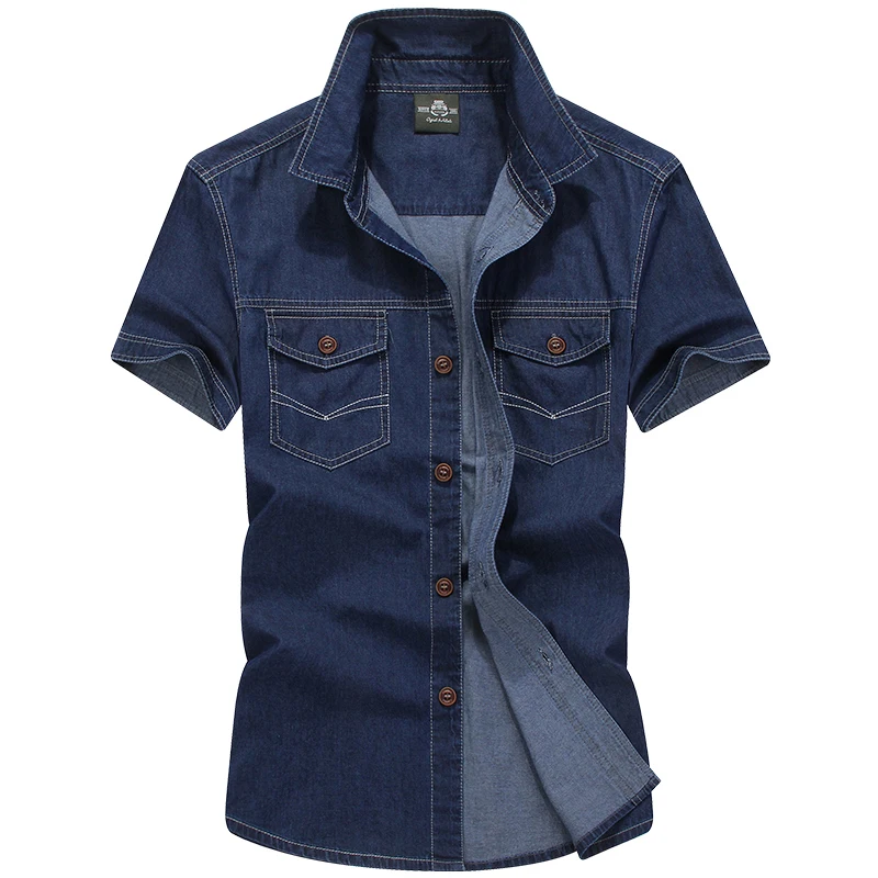 Tanie Klasyczne dżinsy koszule mężczyźni natura bawełna 100% oddychająca pot absorpcji krótkim rękawem nowa letnia koszula na co dzień styl angielski