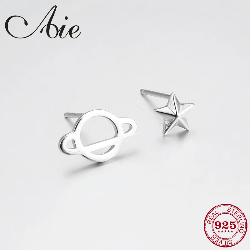 

Hot Fashion 925 Sterling Silver Earth Planet Small Studs Earring For women luxury Party Jewelry Gift 2018