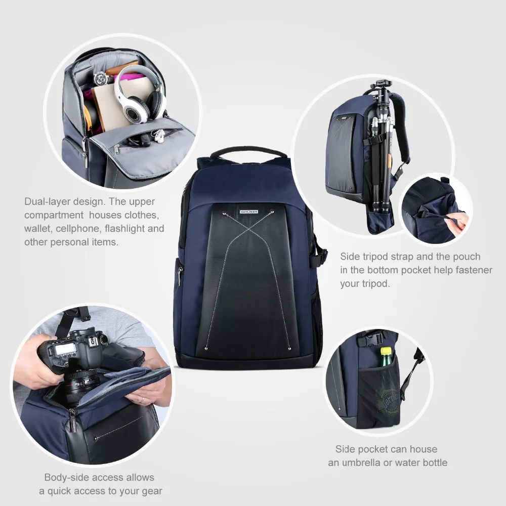 K&F CONCEPT Multi-functional Waterproof DSLR Camera Shoulder Bag Professional Video Photo Backpack With PE Boards For Photograph