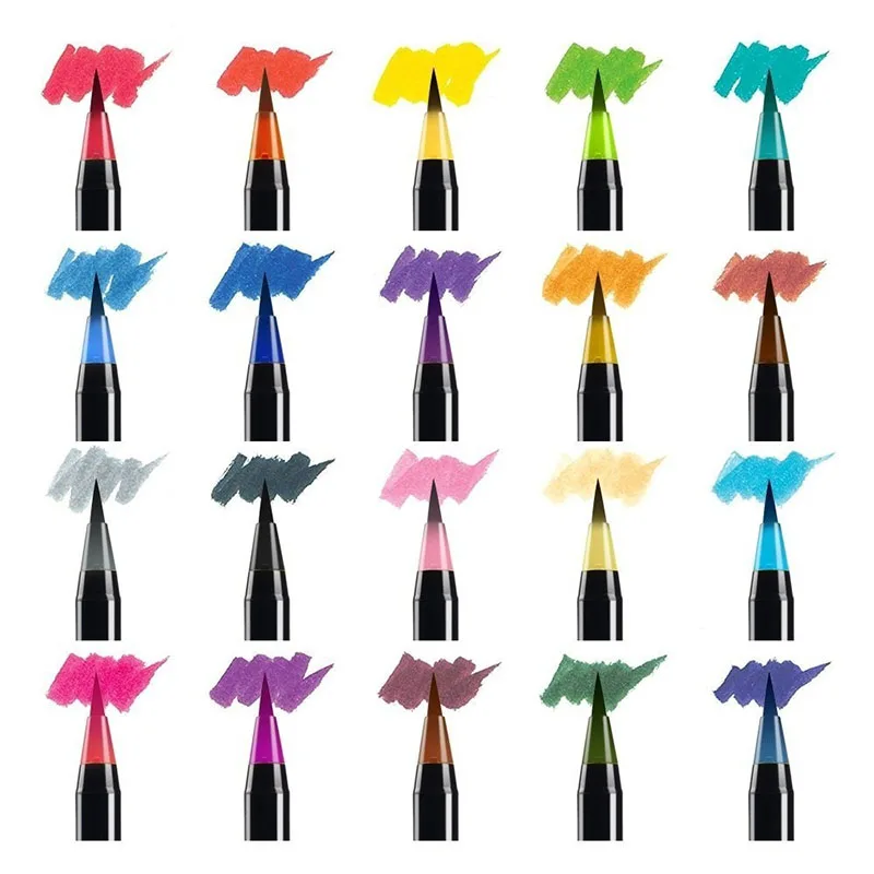 20 цветов акварельные кисти ручки художественные маркеры ручки для рисования раскраски манга каллиграфия школьные принадлежности канцелярские принадлежности