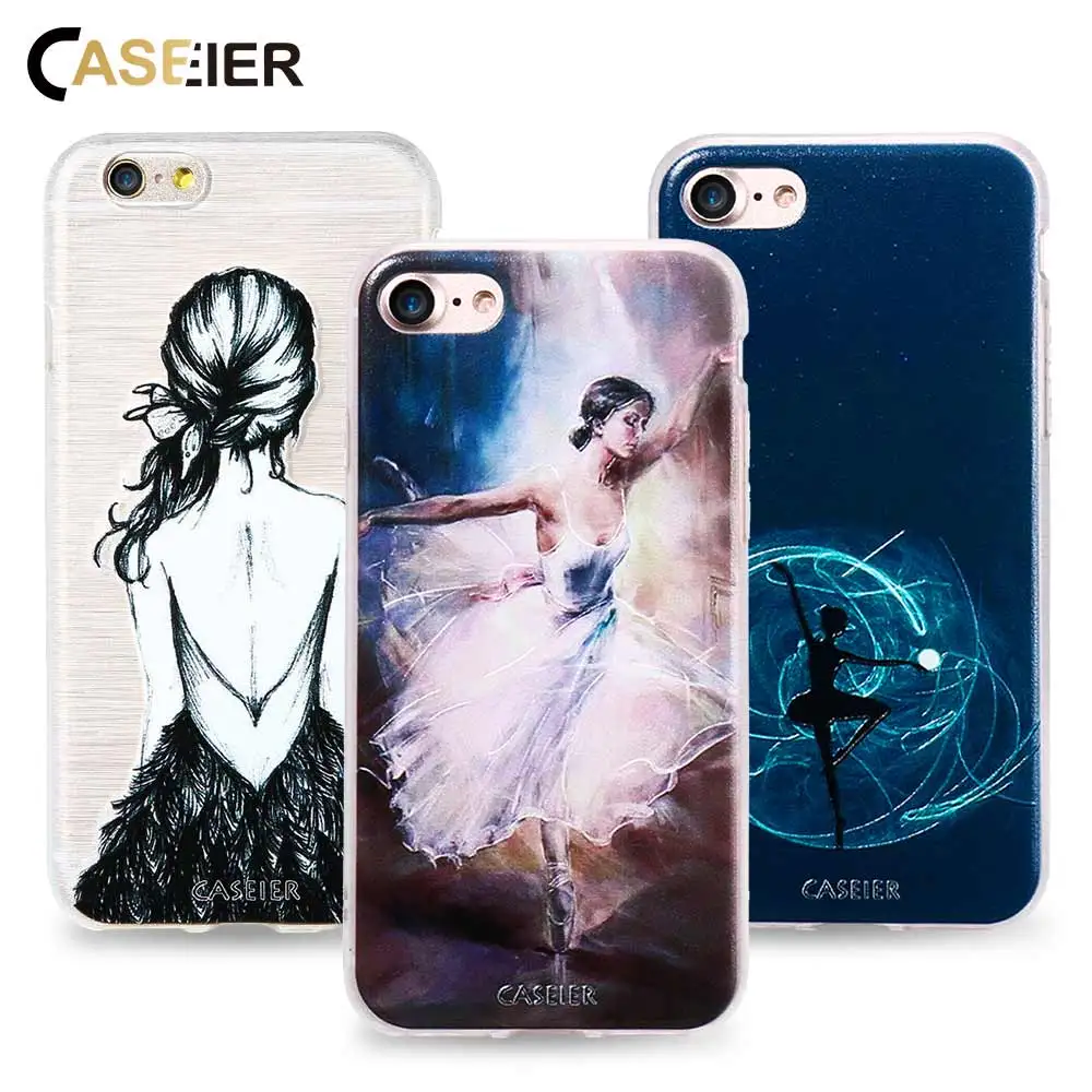 

CASEIER Phone Case For iPhone 6 6s Plus Soft TPU Ultra-thin Ballet Girl Cover For Samsung S6 S7 Edge Relief Silicone phone Shell
