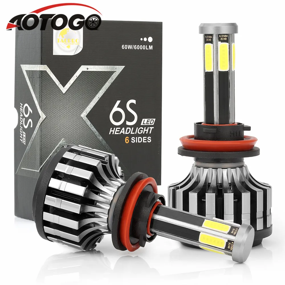 Aotogo 2 шт. H4 H7 H11 HB2 9005 9006 2000W 300000LM светодиодный сторонний комплект светодиодных фар