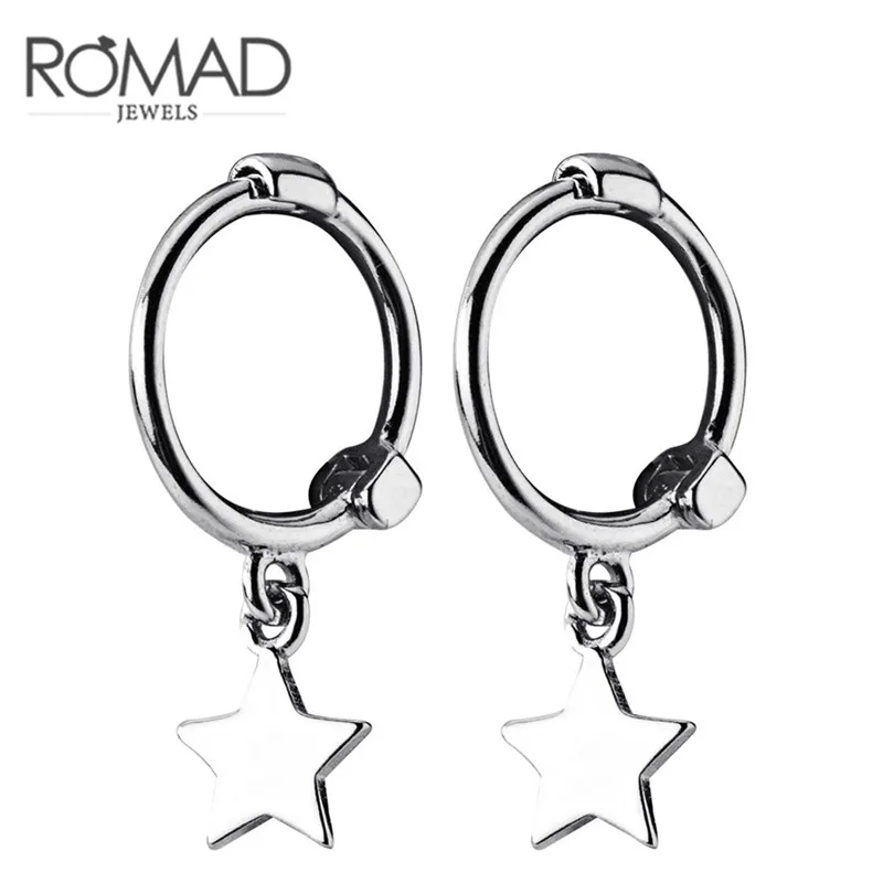 ROMAD Серебро 925 серьги для Для женщин серебряная Роза Золотая звезда серьги-гвоздики в форме серьги девушка подарок ювелирные изделия R4