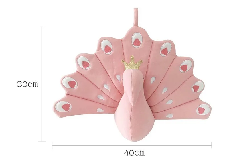 Игрушка стиль животное висячая голова Плюшевые настенные вещи розовый павлин Мягкая кукла украшение для дома подарок для девочки горячий PP Хлопок