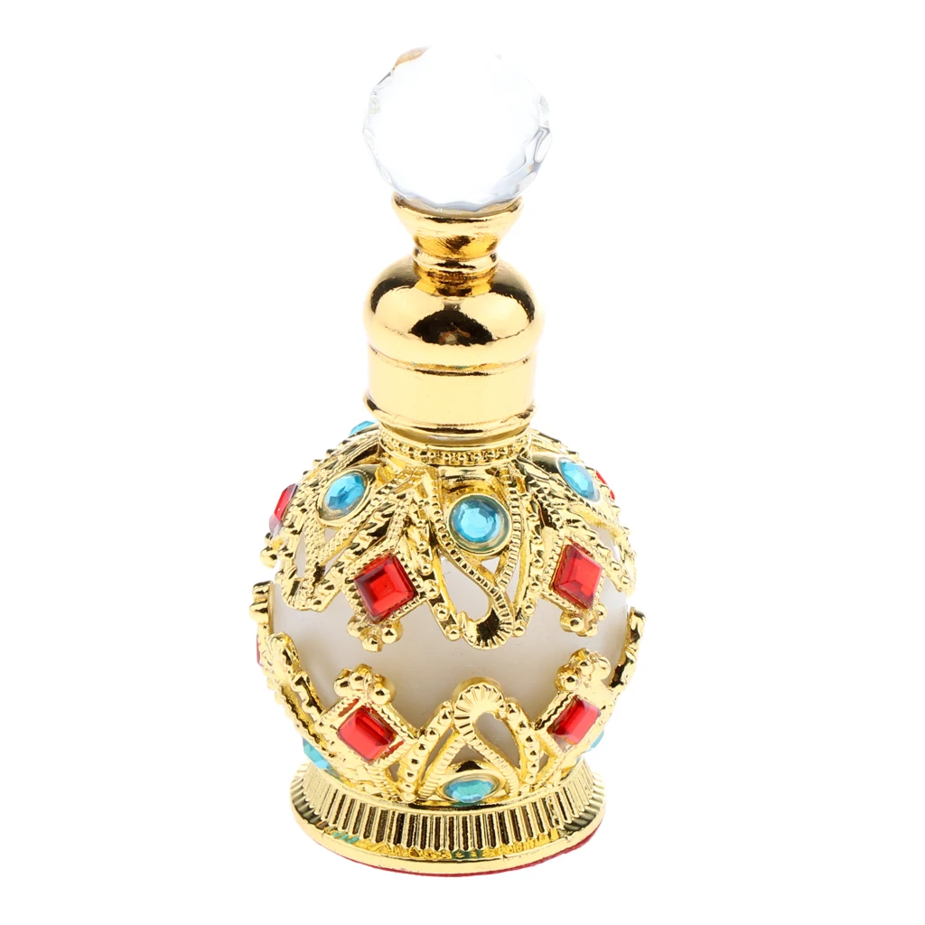 Royal Court Round Rhinestones Empty Perfume Essential Oil Makeup Bottle 15ml