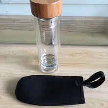 1 шт. бамбуковая крышка двойная стеклянная настенная бутылка для воды и чая кружка для заваривания чая фильтр с крышкой бутылки