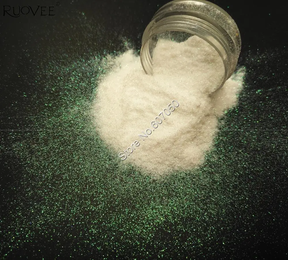 

0.1MM(1/256")Iridescent White Color with Green Tints Shining Nail Glitter Dust Powder for DIY Facepainting Gel Art Makeup Craft