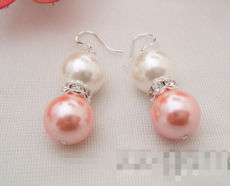 

1159 White&Pink Sea Shell Pearl Earrings