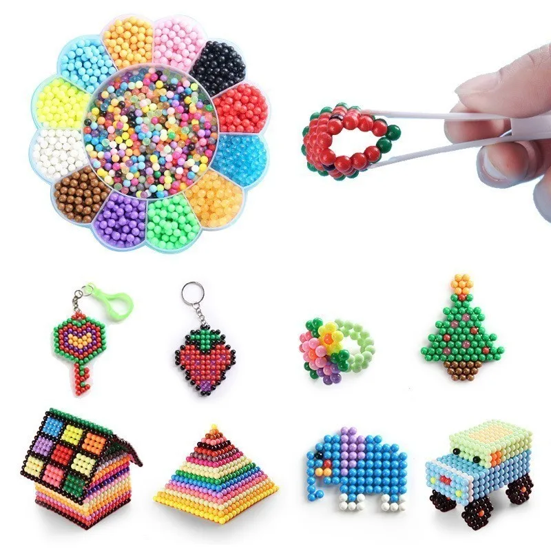 

34 Colors 1000pcs/Set DIY Water Spray Magic Hand Making 3D 5mm perler beads Puzzle Educational Toys for Children Ball Game