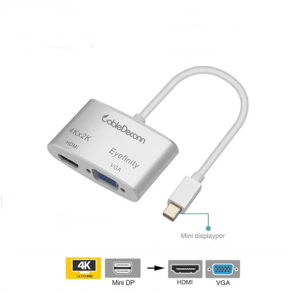 Thunderbolt mini displayport hub к HDMI 4K Mini DP VGA кабелю 2 в 1 для ноутбука с адаптером проектора