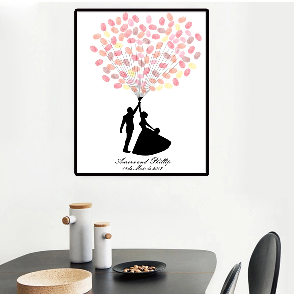 Personalized Wedding Guest Book Fingerprint Canvas Painting Wedding