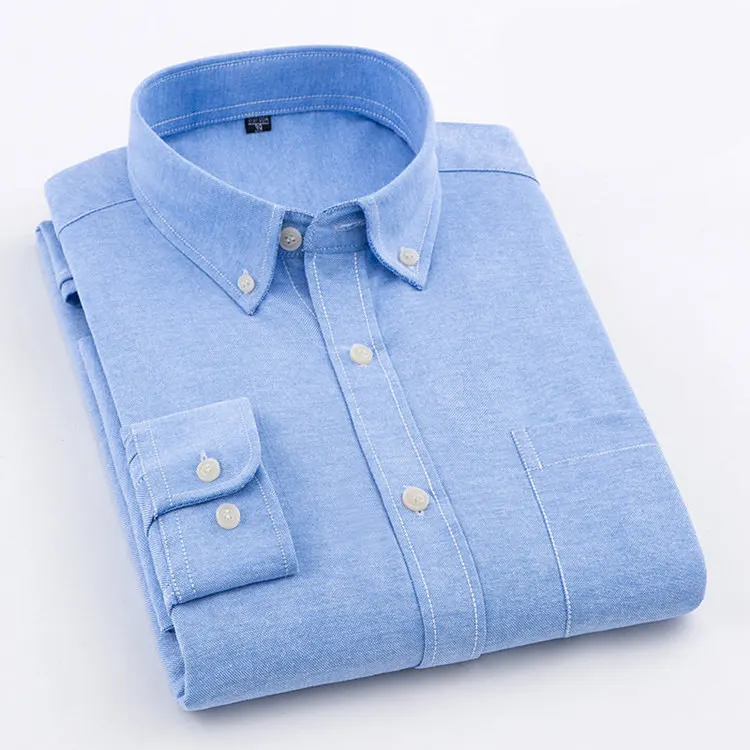 Cotton Oxford Men Shirt Spring Long Sleeve Solid Man's Clothing Autumn Party Business Men Shirts Casual Male Tops YN10353