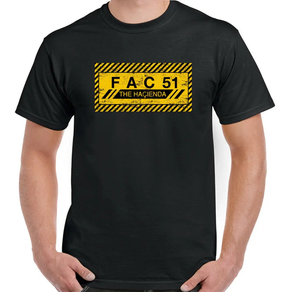 Mens FAC51 Factory Records T-Shirt Hacienda Stone Roses New Order Happy Mondays | Мужская одежда