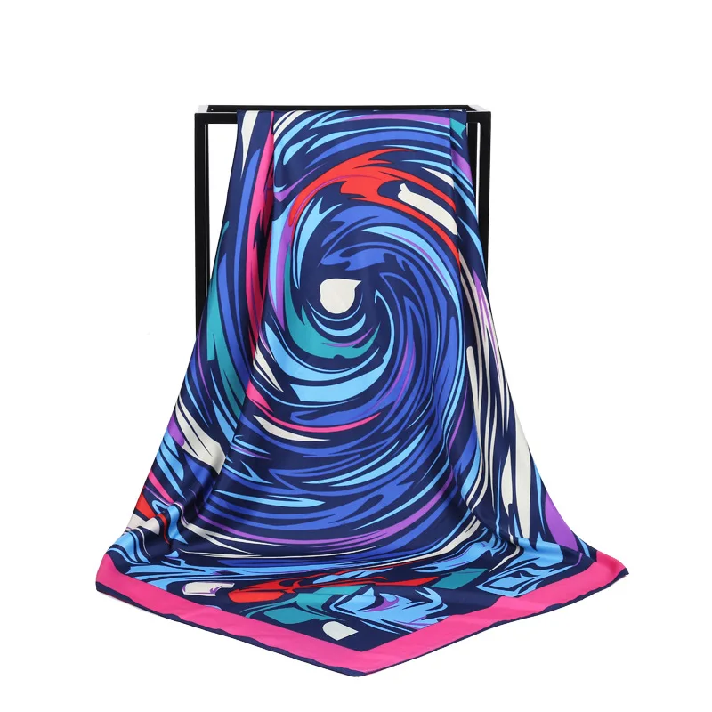 

New Arrival Fashion Women soft satin brand scarf / swirl Printing quare Twill silk scarves 100cm / Gifts Wholesale