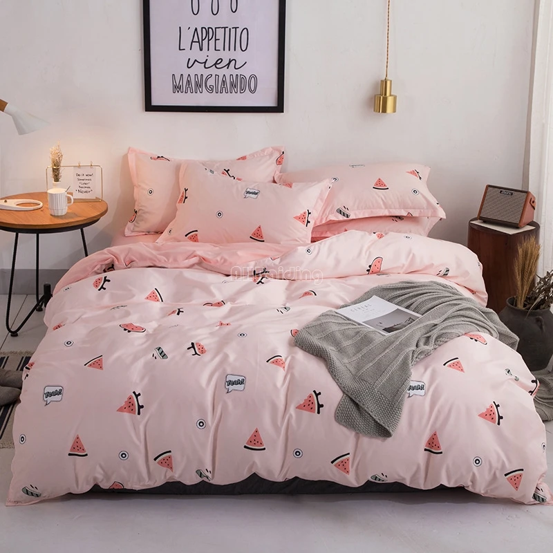 

Summer Watermelon Lemon Printed Duvet Cover with Zipper Plaid Stripes Quilt Cover Twin Full Queen King Bedclothes Comforter Case