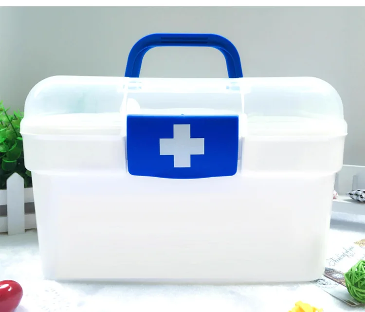 Аптечка для первой помощи, маленький размер, семейный Домашний медицинский сундук, медицинский уход, пластиковая коробка для хранения косметики, Органайзер - Цвет: Blue
